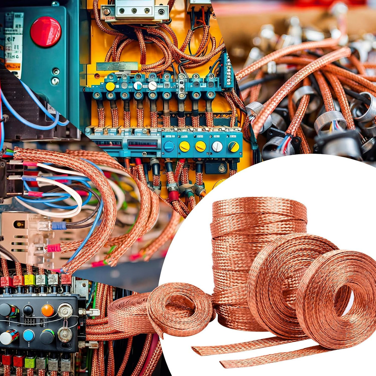 LEIFIDE Orange 3 Rolls Tinned Copper Braid Cable Shielding Sleeve