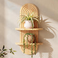 Heiple Boho Plant Shelf Wall Decor, Natural, 22.7" x11.7"-1Pcs