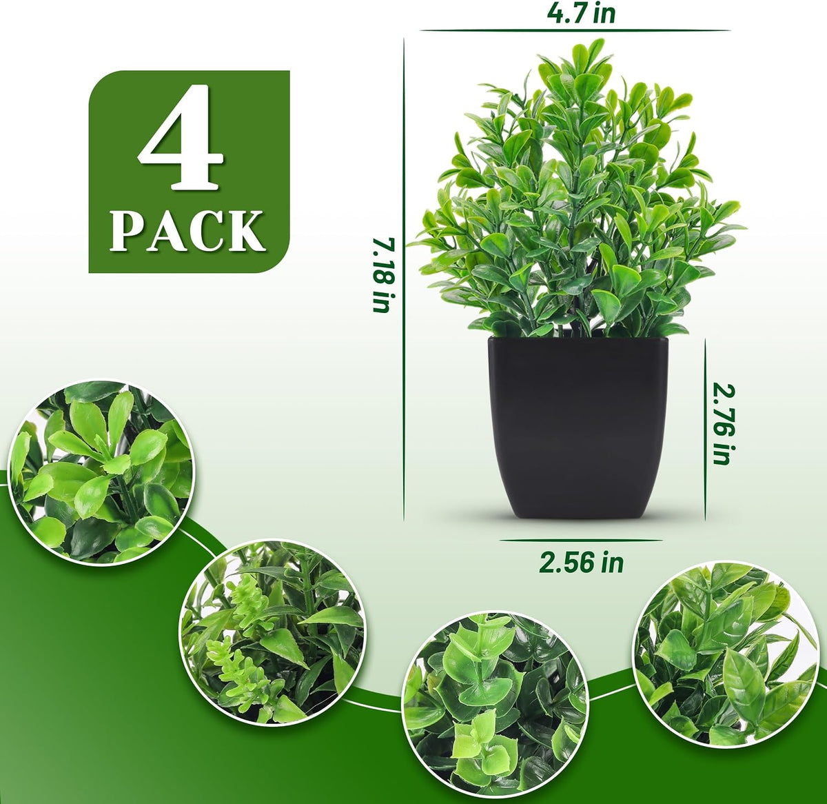 Der Rose 4 Pack Fake Plants Black Faux Plants Indoor for Farmhouse Decor