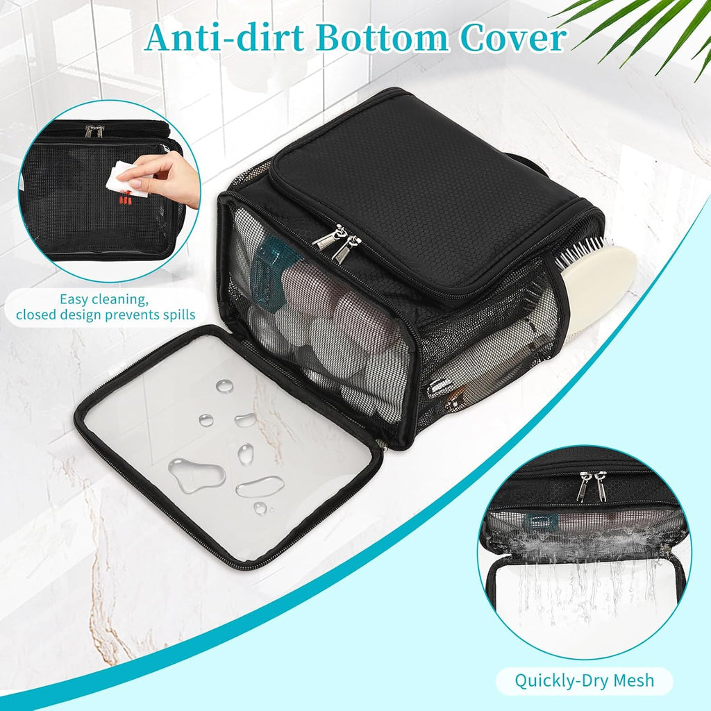 Mesh Shower Caddy Portable, Toiletry Bags for Travel, Black