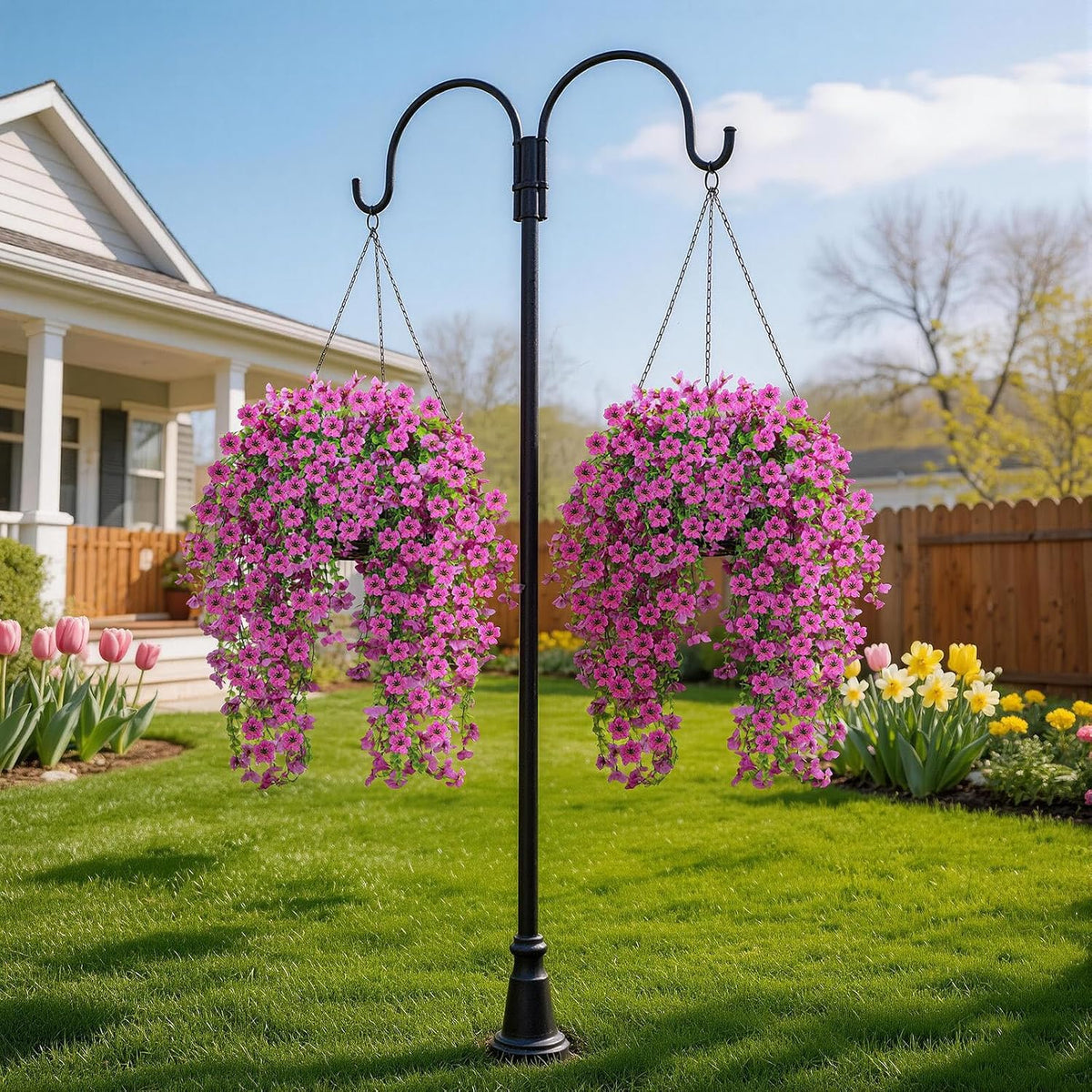 Artificial Hanging Flowers for Outdoors, 12PCS Faux Silk Artificial Flowers for Outdoors, UV Resistant Fake Flowers, No Fade Trailing Greenery, Decor for Home Porch Patio Balcony Garden Yard