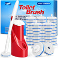 COBETE Disposable Toilet Brush Wand Kit with 50 Refills, Efficient Deep Scrubbing Toilet Bowl Cleaner Wand with Holder for Bathroom Toilet Cleaning(Red)