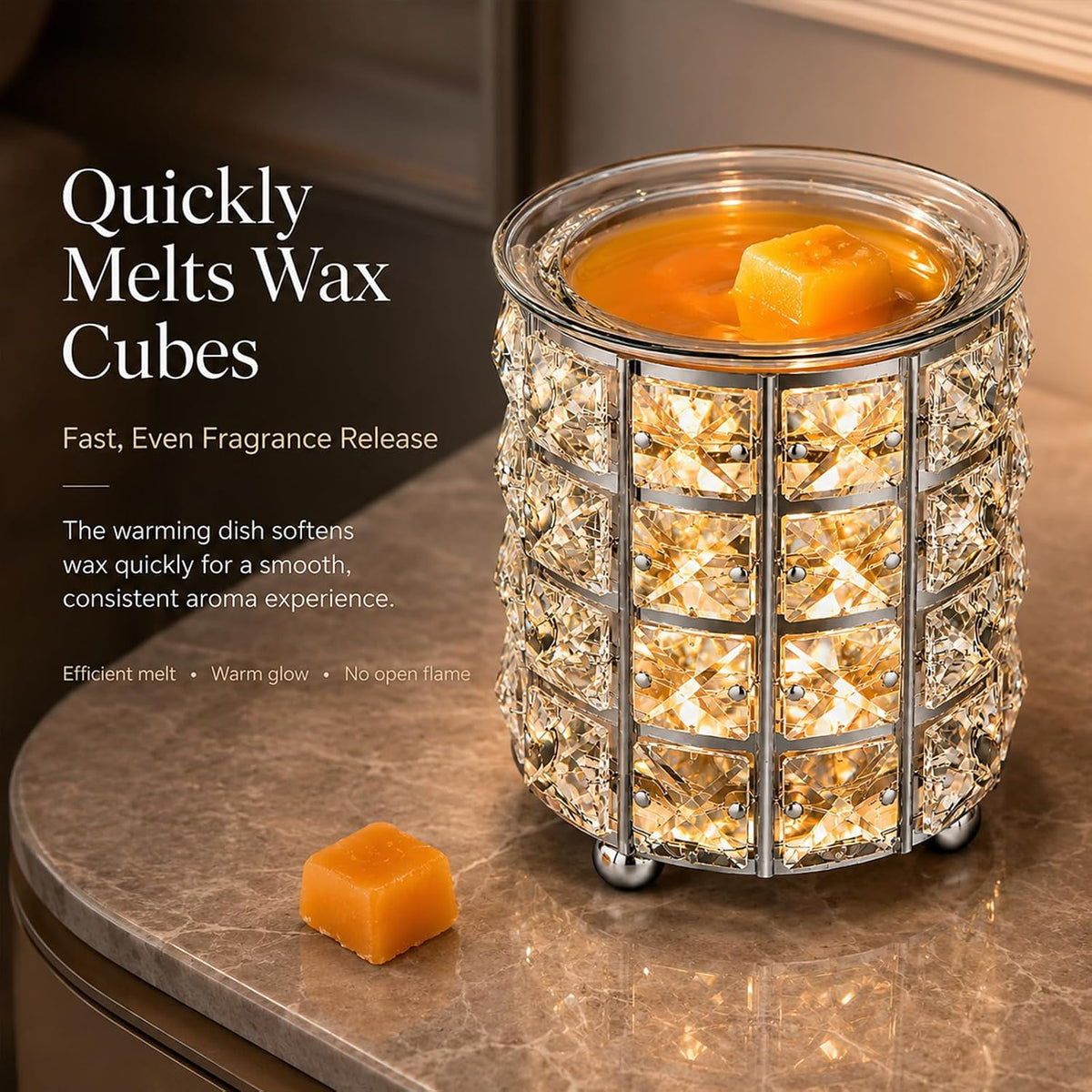 Wax Warmer, Wrought Iron Crystal Wax Melt Warmer Electric Oil Burner