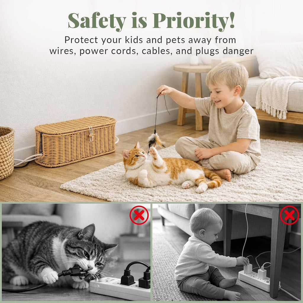 Set of 2 Cable Management Box, Cord Organizer to Hider Cords & Power Strip