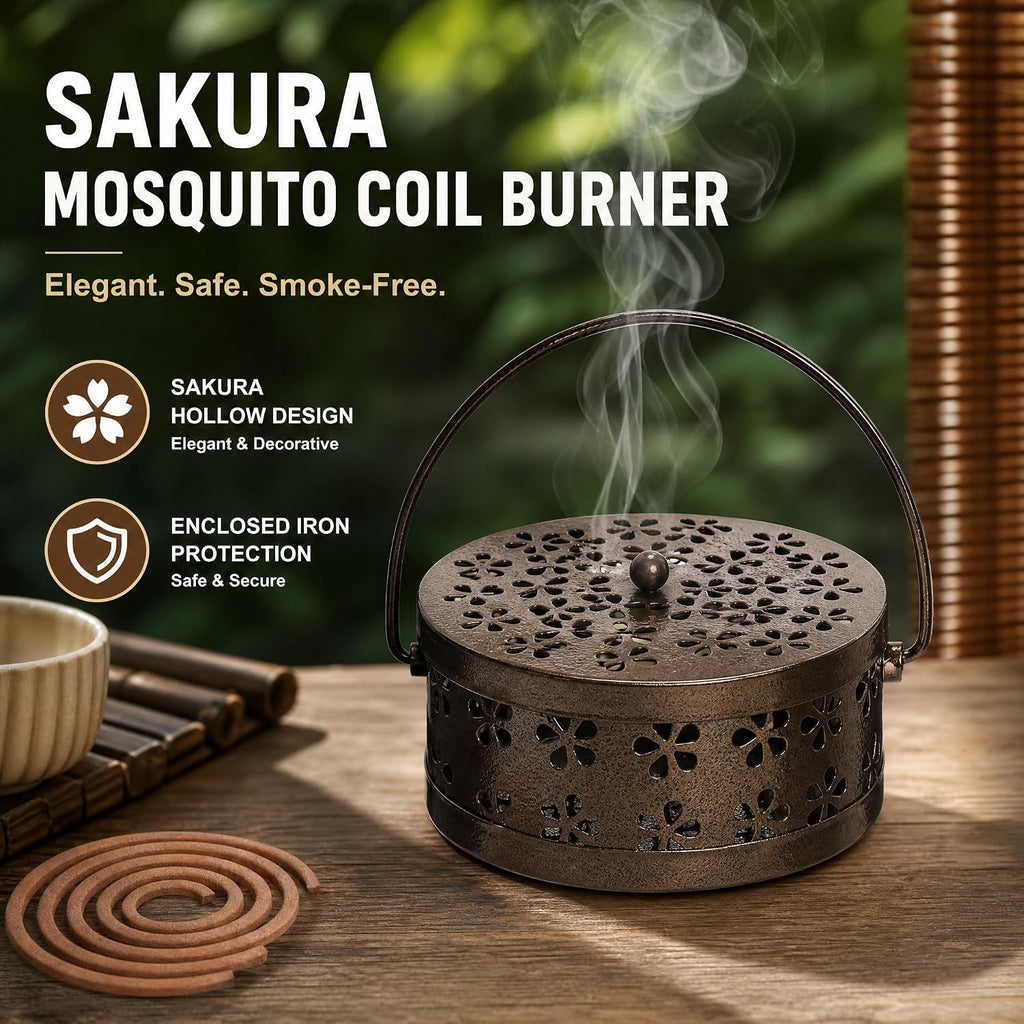 ZENFUN 2 Pack Iron Coil Holders with Lid and Handle, Bronze Incense Coil Burner with Lid, Retro Portable Coil Holder for Camp Use, Indoor, Outdoor, Fireproof, 5.7 Inches Diameter