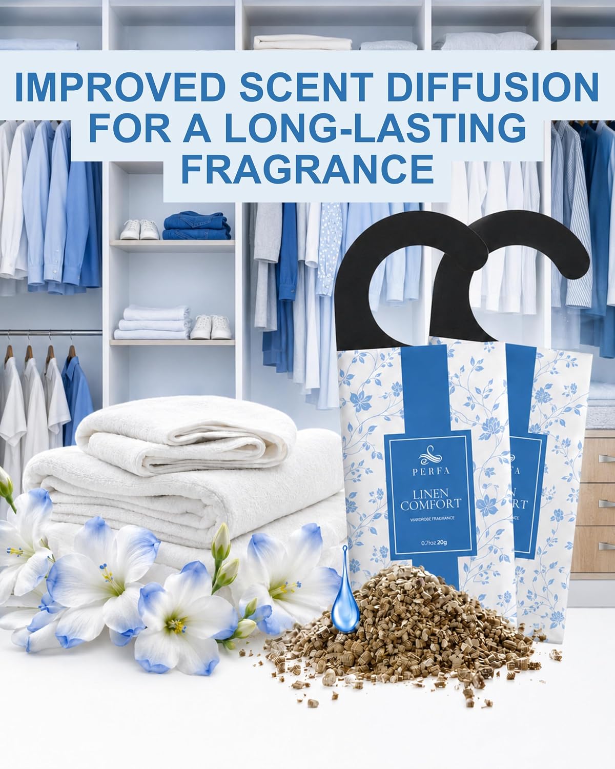 12 Packs Large Closet Deodorizer for Women - Linen Odor Absorber by Perfa