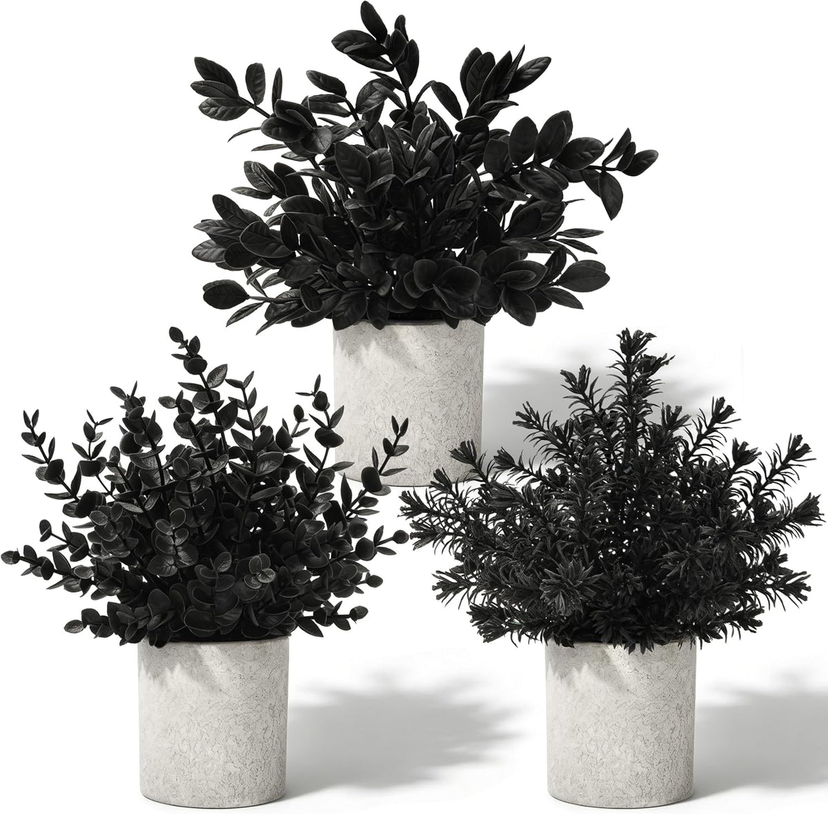 Der Rose 3 Pack Black Eucalyptus Fake Plantsfor Halloween Bathroom Decor