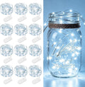 12 Pack Fairy Lights Battery Operated - 7ft 20 LED Twinkle Lights Copper Wire Mini String Lights Firefly Lights for Mason Jars DIY Crafts Christmas Wedding Party Centerpiece Table Decor, Cool White