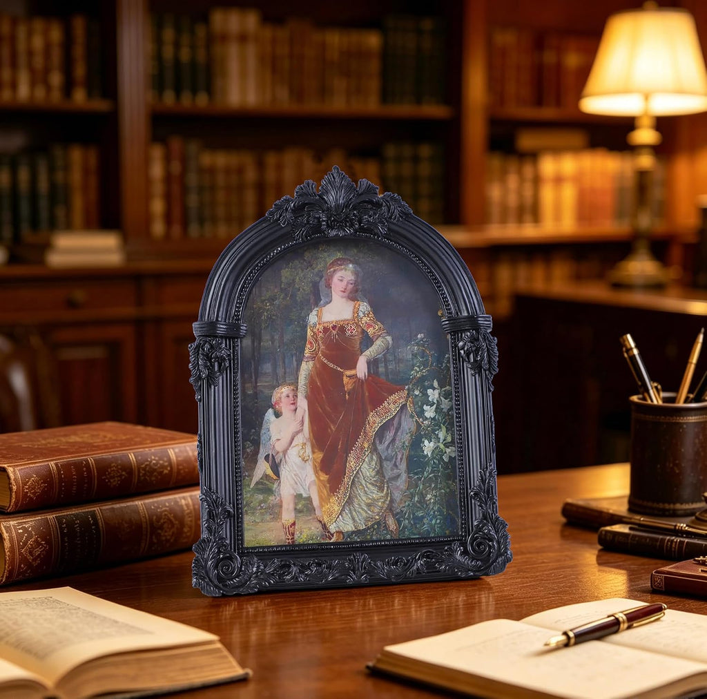 Black Antique Picture Frames 4x6 Ornate Arched Vintage Picture Frames with Glass Front for Wall Hanging and Tabletop Photo Gallery Wall Decor Vintage Home Decor