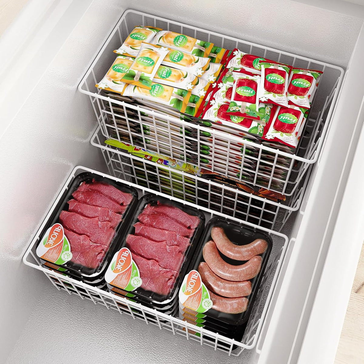 Orgneas Freezer Organizer Bins for Upright Freezer Wire Drawer Baskets