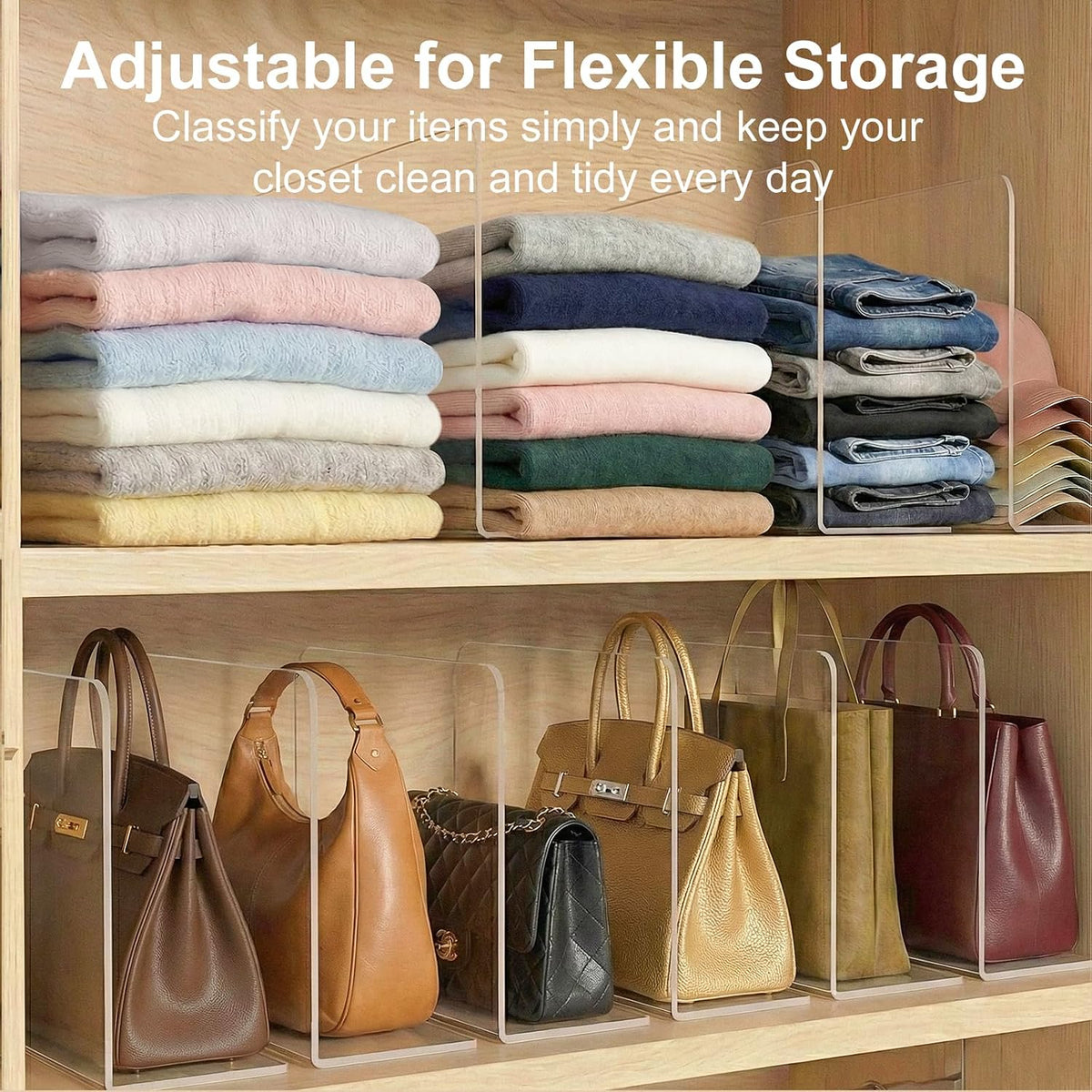 SortNStore Shelf Dividers Closet Organization: 12" Tall x 12" Deep (Taller)