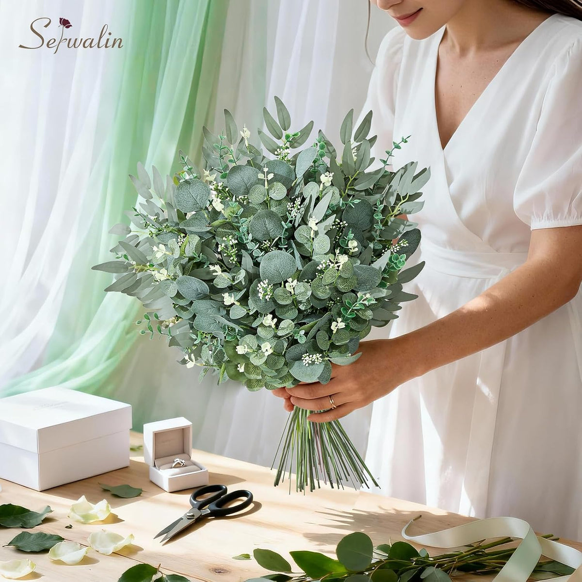 Serwalin 70PCS Mixed Eucalyptus Stems, Greenery Stems for Centerpieces