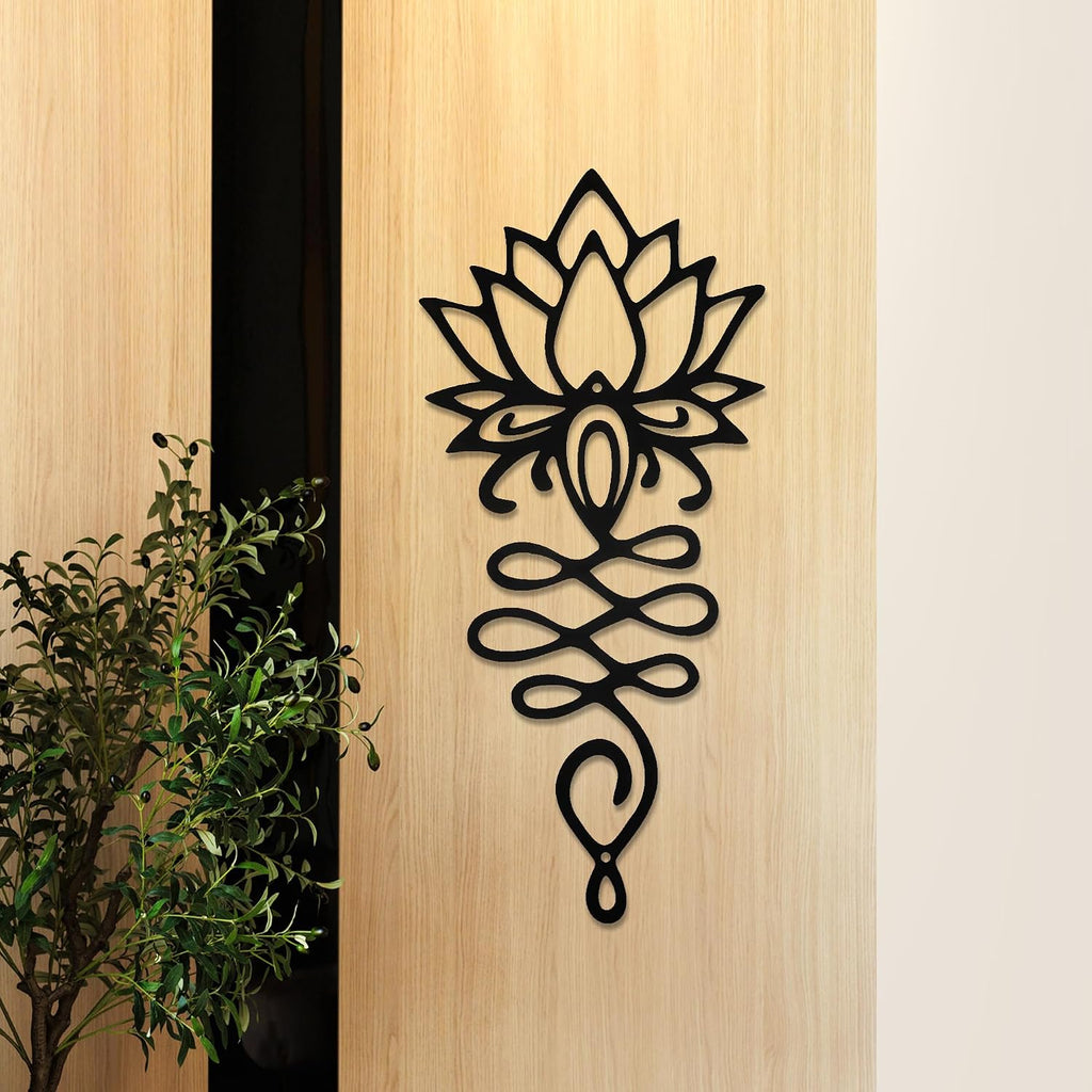 Xedatric Lotus Flower Wall Decor Black Metal Yoga Wall Art with Lotus