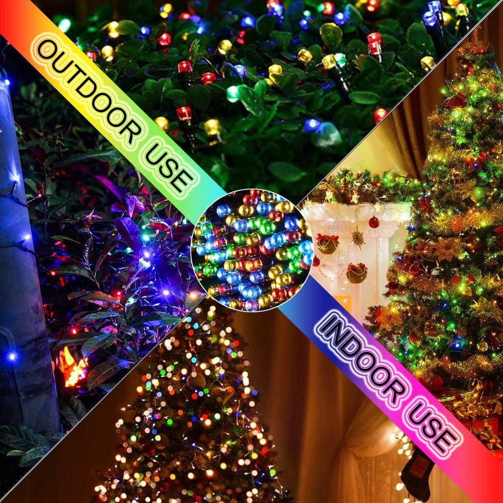 Christmas String Lights - 320 LEDs 35m/115ft Memory Function 8 Modes End-to-End Plug in Outdoor Waterproof Decorative Fairy Twinkle Indoor Xmas Tree Lights String for Home/Patio/New Year - Colorful