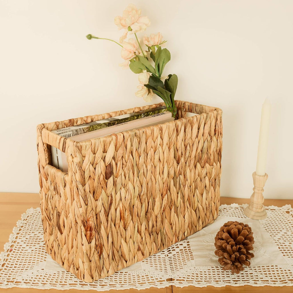 Storageworks Magazine Basket, Wicker Magazine Holder, Book Basket,Meidum