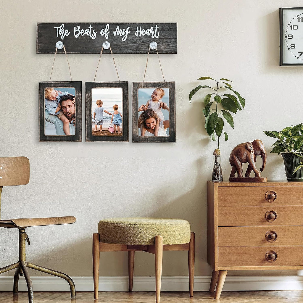 4X6 Picture Frames Collage for Wall Farmhouse Rustic Black Photo Frame