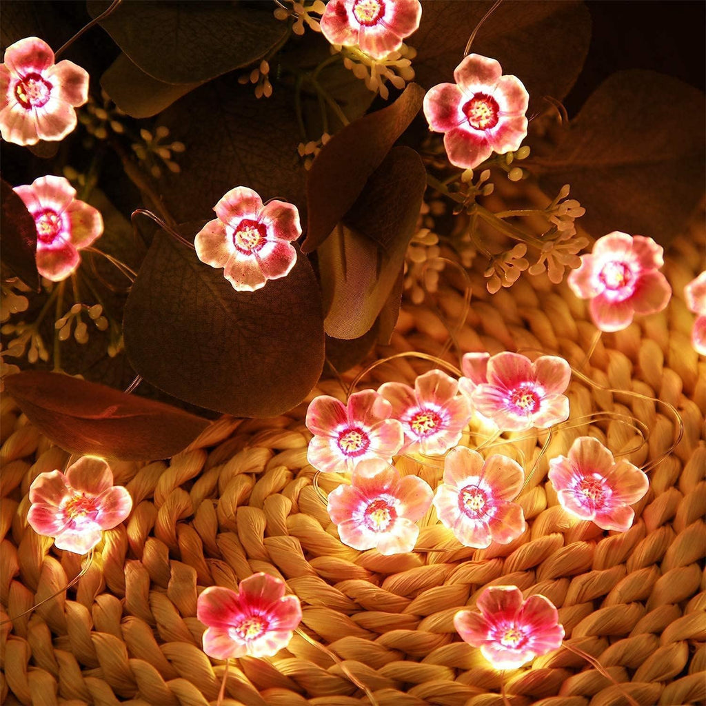 Mudder 4 Pack 13 FT 40 LEDs Cherry Blossom Flower String Lights