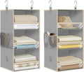 STORAGE MANIAC 6-Shelf Hanging Closet Organizer and Storage, 2 Separable 3-Shelf Haning Organizers for Closet, Collapsible Hanging Shelves Wardrobe Organization, College Dorm Room, Nursery, Gray