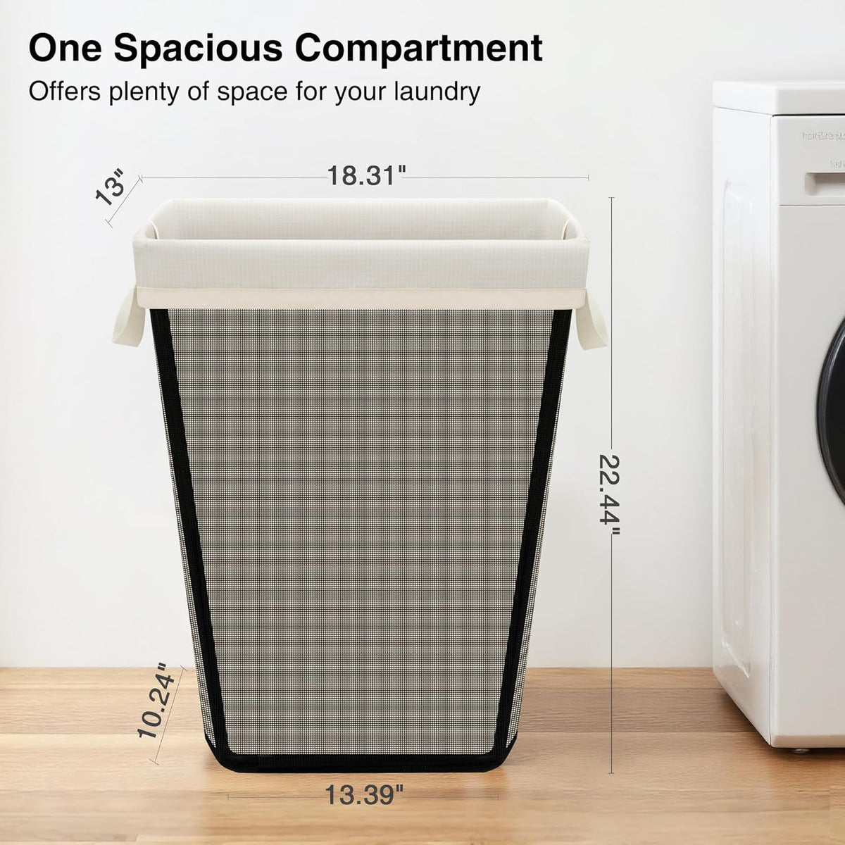 STO STO 75L Laundry Hamper, Space Saving Freestanding Clothes Basket with Iron Frame, Dirty Clothes Storage Bin with Removable Washable Liner for Bedroom, Bathroom, Dorm, Closet, Apartment, Beige
