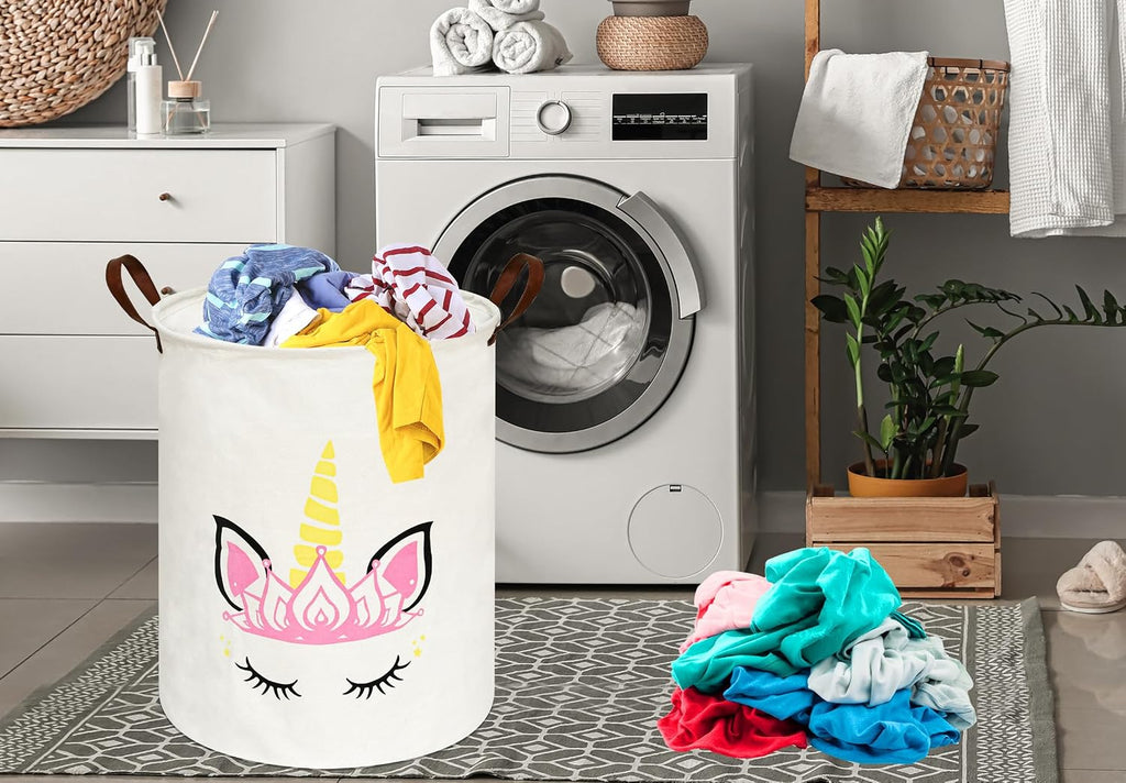 MAIZMZ Baby Waterproof Storage Basket Kids Hamper Nursery Bins Organizer Gift Toy Box Laundry Basket for Women Large Canvas Collapsible Chest for Home/Dorm/Office/Room Decor