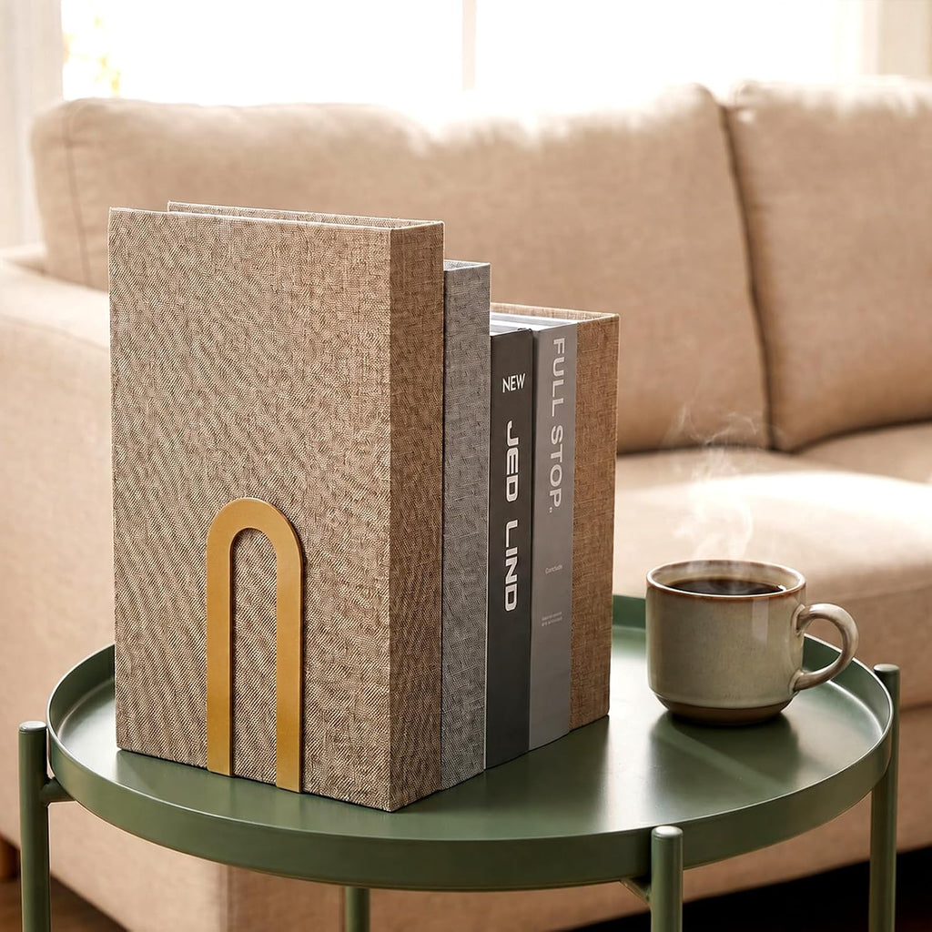 6 Pcs Modern Metal Bookends for Shelves, 5.5 x 3.75 x 2.25inch, Gold