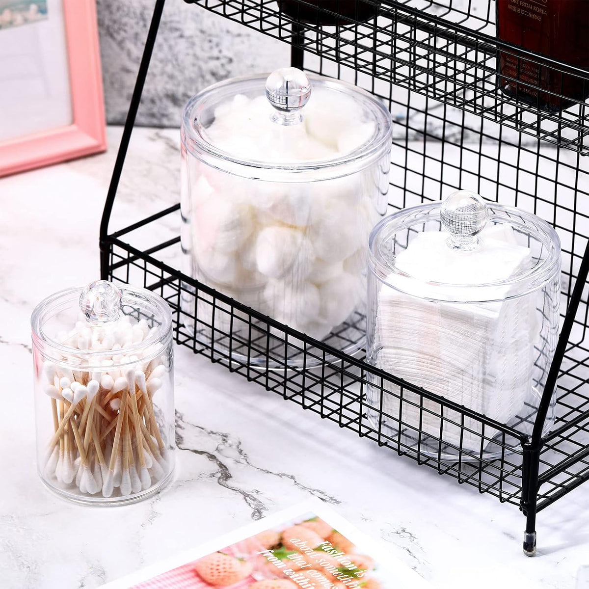Meanplan 9 Pack Clear Acrylic Apothecary Jars with Acrylic Spherical Lids