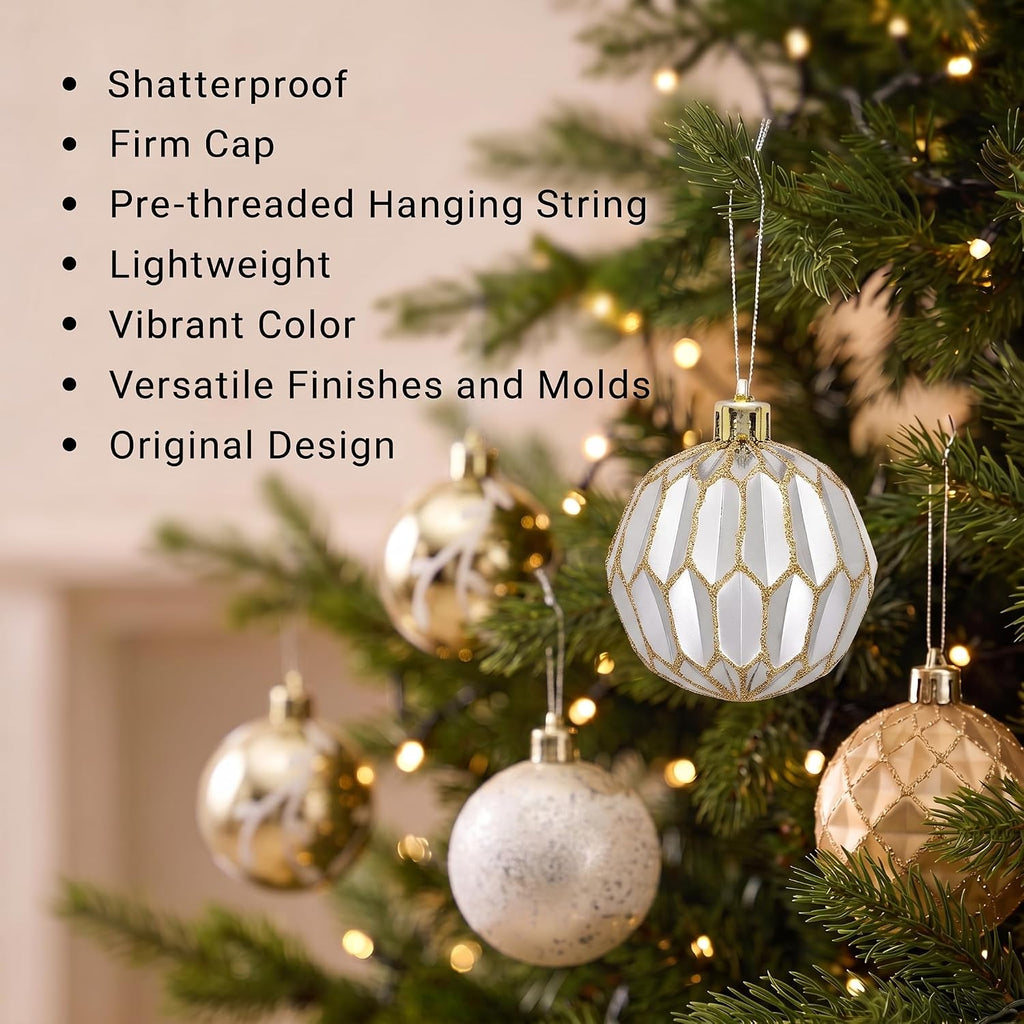 DecorbyHannah 9ct 3.15inch Christmas Ornaments Tree Decorations White Gold