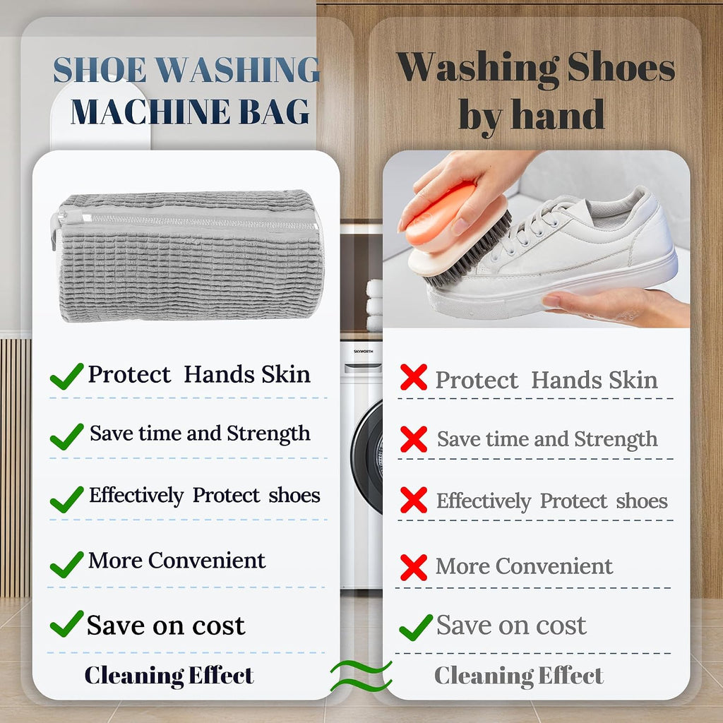 Shoe Washing Machine Bag, Laundry Shoe Bag for Washer and Dryer,2Pcs Reusable Shoe Bag for Washing Machine Fit Most Shoes Types (Grey 2 pcs)
