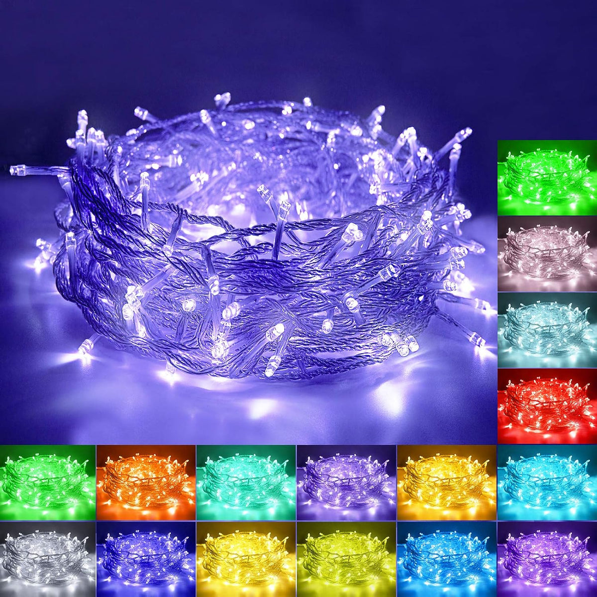 AWQ 66FT 200 LED Christmas String Lights Fairy Lights for Bedroom Decor RGB