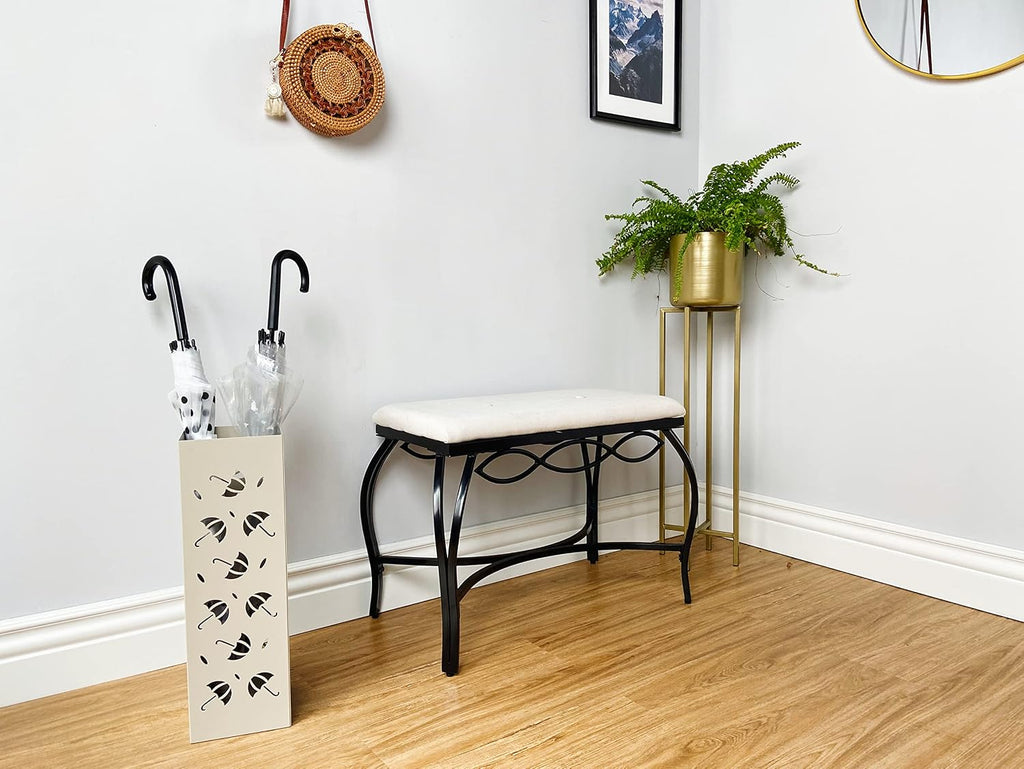 Mango Steam Metal Square Tall 19.5" Umbrella/Cane/Walking Stick/Wrapping Paper Holder, Stand, Rack Organizer (Brollies Almond)