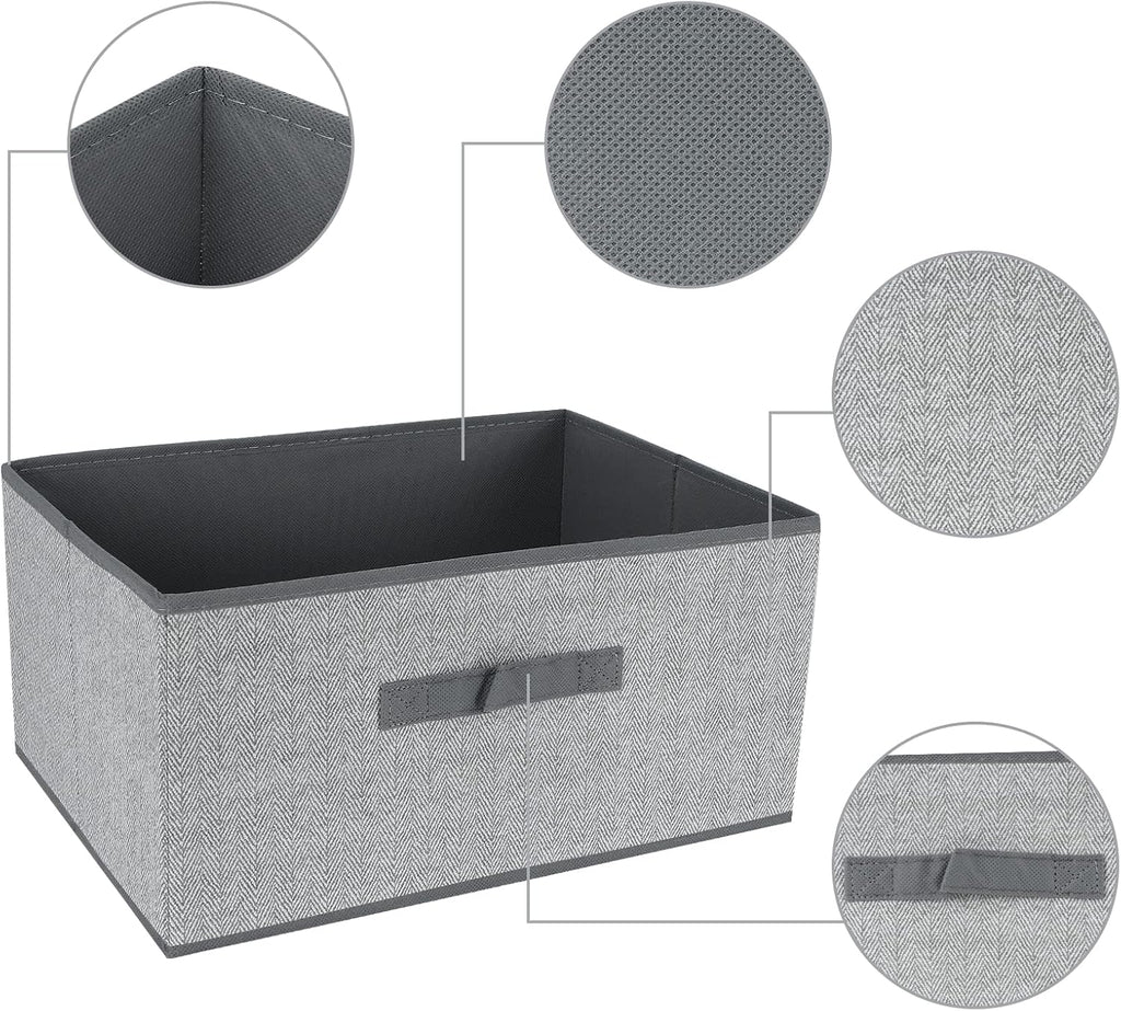 DAYARD Fabric Bins [1-Pack], Foldable Cube Baskets Storage Boxes for Shelves, Closet, Bookshelf, Nursery Organizer Containers (grey, medium)