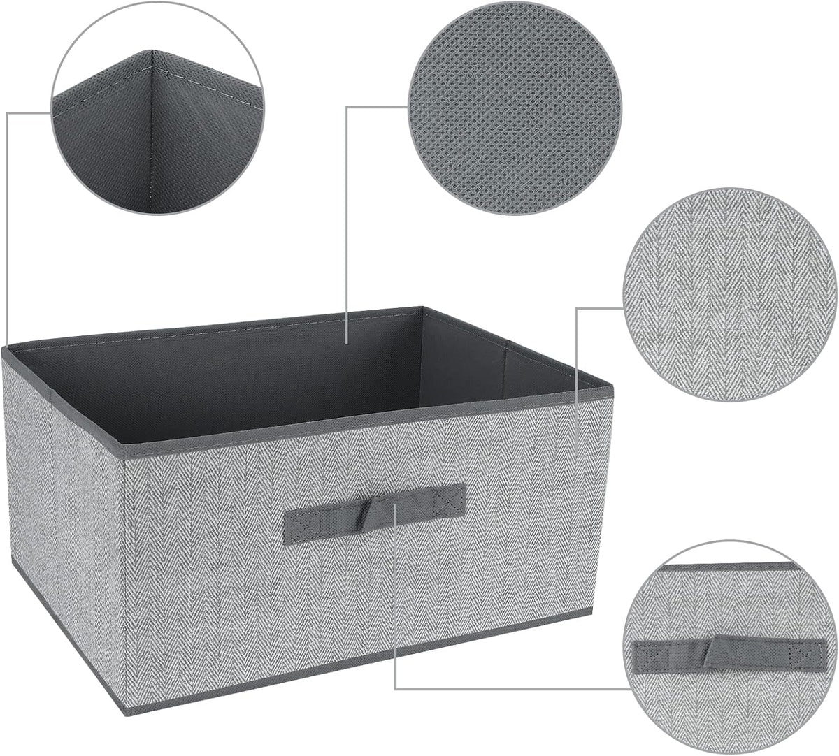 DAYARD Fabric Bins [1-Pack], Foldable Cube Baskets Storage Boxes for Shelves, Closet, Bookshelf, Nursery Organizer Containers (grey, medium)