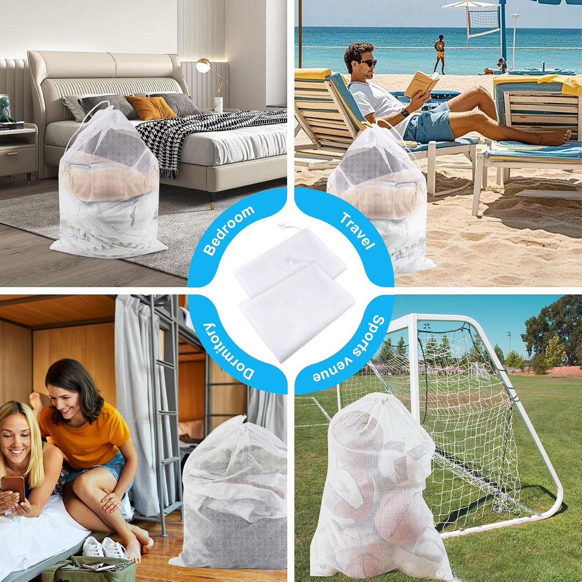 2 Pack Large Mesh Laundry Bags, 24" x 36" Heavy Duty Strong