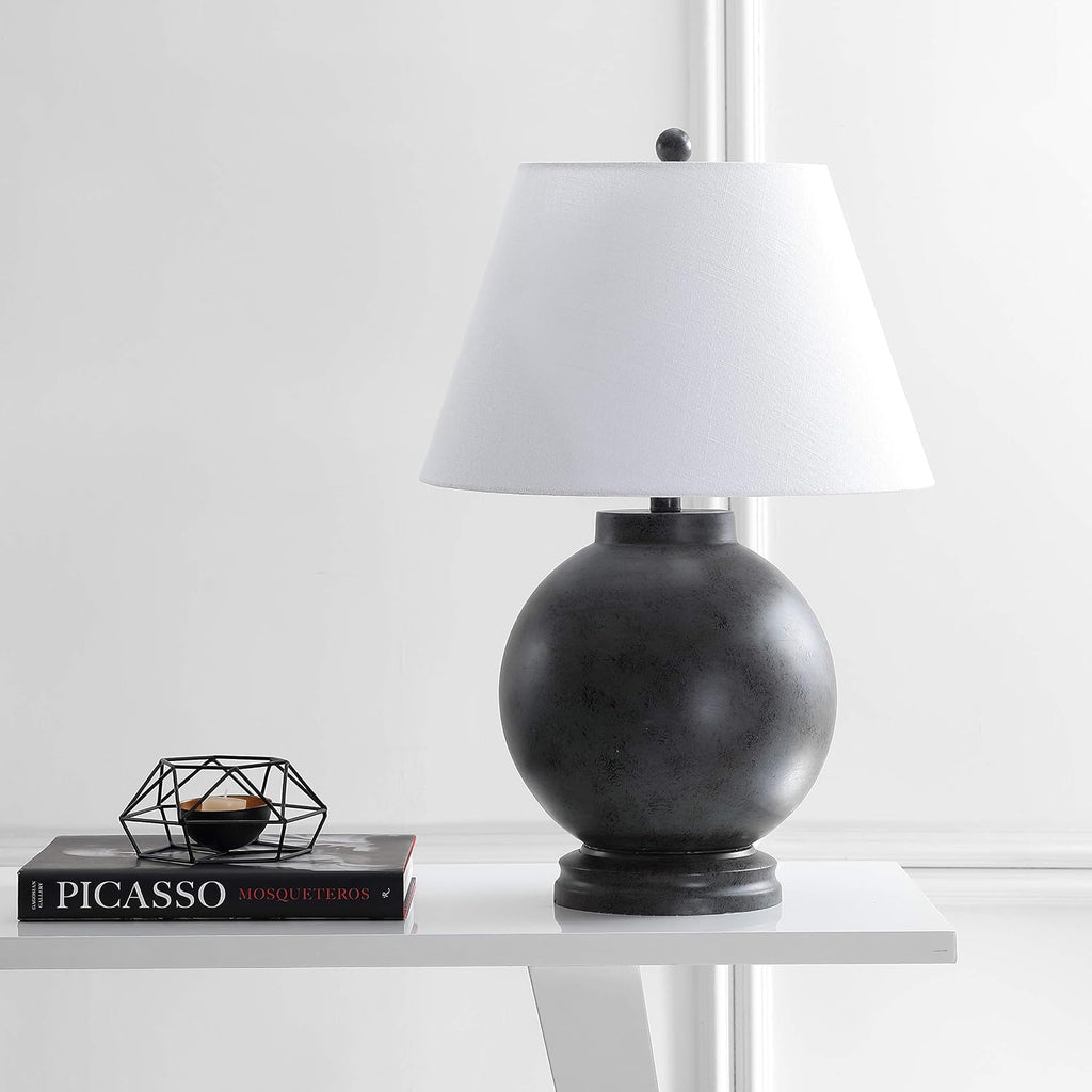 JONATHAN Y Sophie 26" Resin Sphere Table Lamp Sculptural, Dark Gray