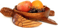 Wooden Hand Carved Turtle Bowl – Decorative Fruit Dish, Rustic Coastal Ocean-Inspired Tabletop Centerpiece, Handmade Animal Shaped Wood Serving Tray, Artisan Beach House Decor Accent Turtle Bowls