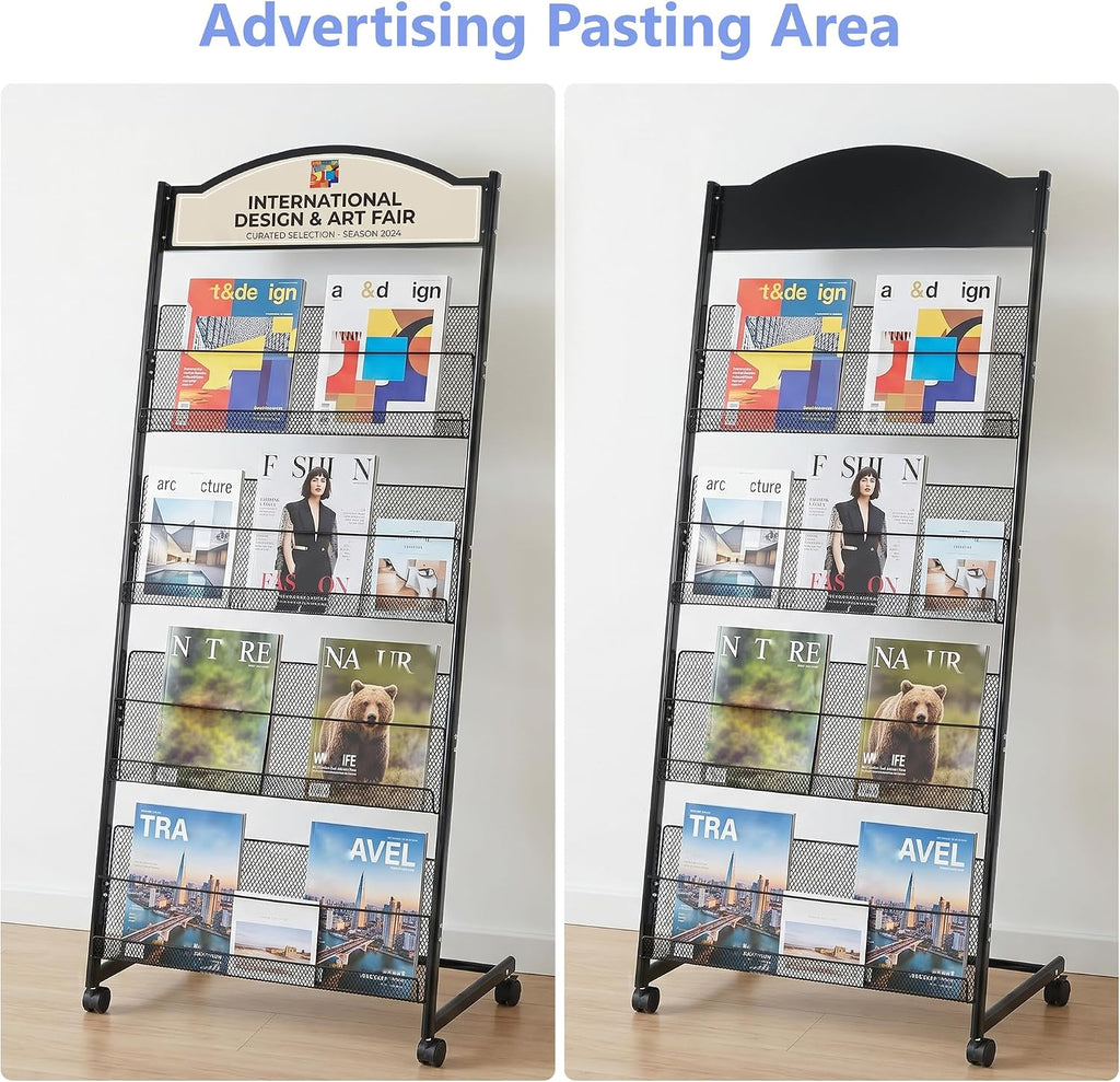lesolar 4 Tier Floor-Standing Magazine Rack, Book Brochure Display Stand