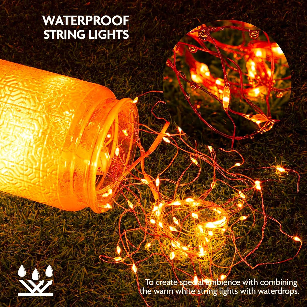 12 Pack Fairy Lights Battery Powered,7ft 20LEDs, Orange