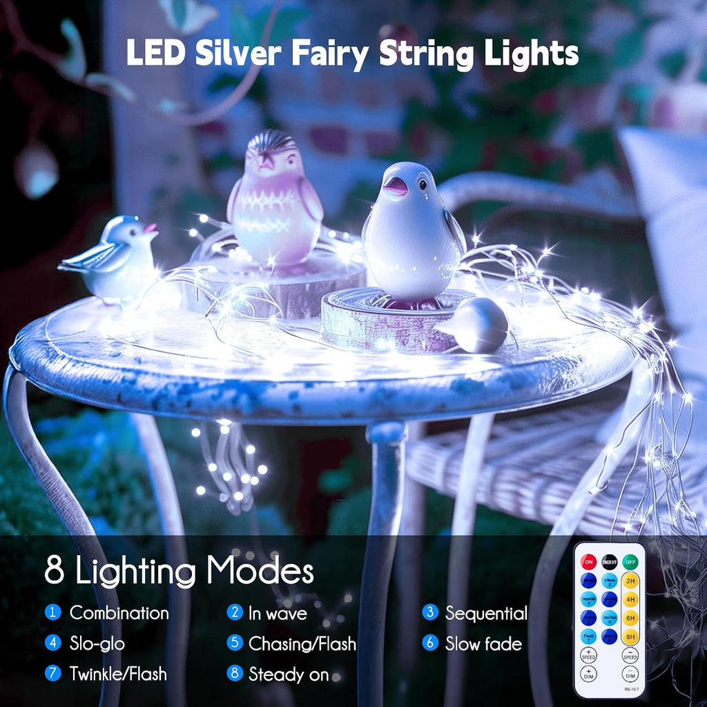 Fairy Lights with Remote, 66 Feet 200 Led Firefly String Lights Plug in for Bedroom Home Wall Ceiling Christmas Tree Wreath Craft Wedding Party Indoor Outdoor Decoration, Pure White