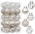 30PCS Champagne Clear Christmas Ball Ornaments Set for Xmas Tree Decoration