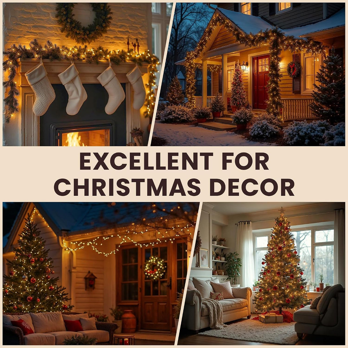 Incandescent Teeny Lights 50 ct – Warm Mini Bulbs with Brown Cord – Indoor/Outdoor Water-Resistant Farmhouse String Lights for Patio, Wedding, Home Décor, Rustic Christmas