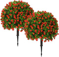 Artificial Topiary Ball Trees, Red, 2 Pack, 25.6 Inch