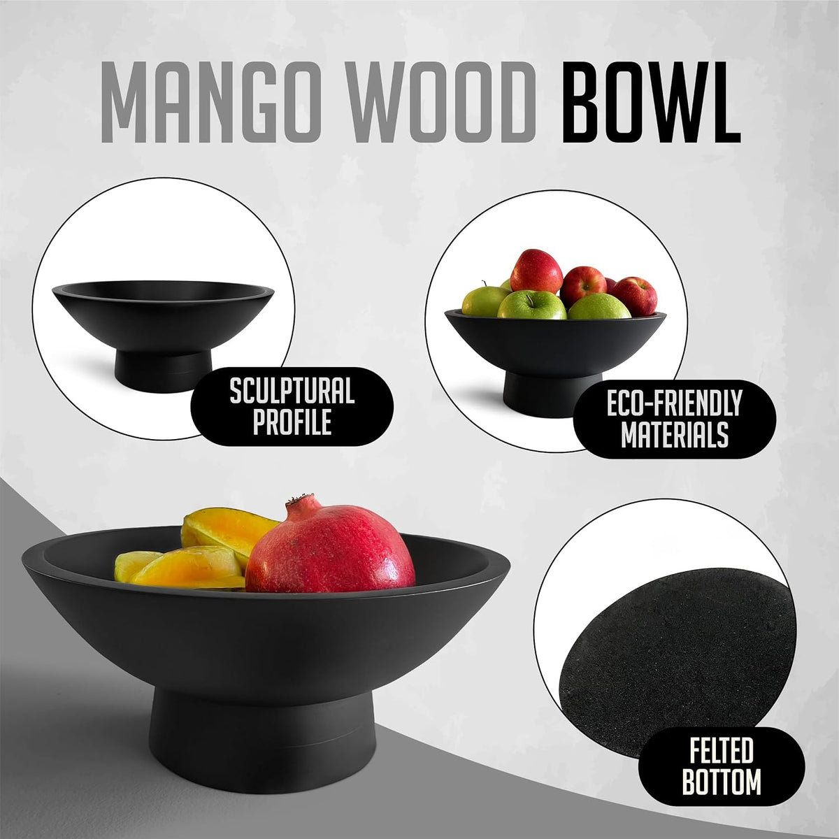 Fairwood Way Black Pedestal Bowl, 11.5 Inch