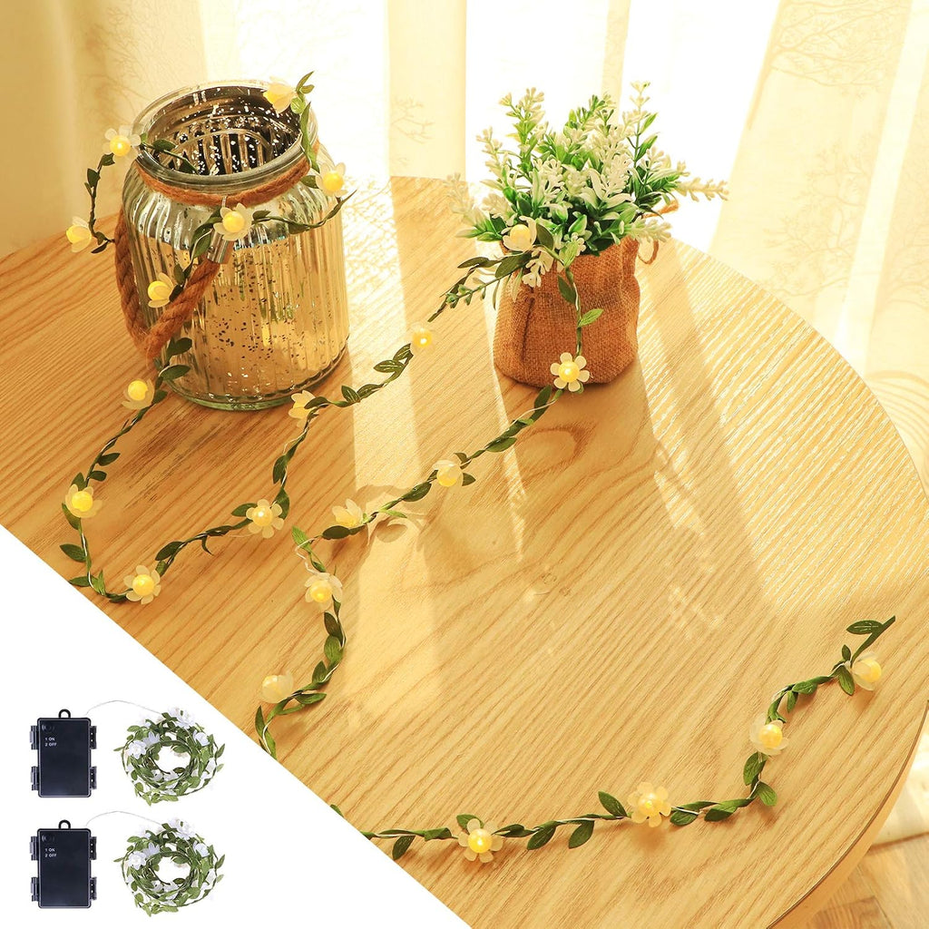 Vigdur Leaf String Lights, 2 Pack Vine Fairy Lights Indoor Battery Operated