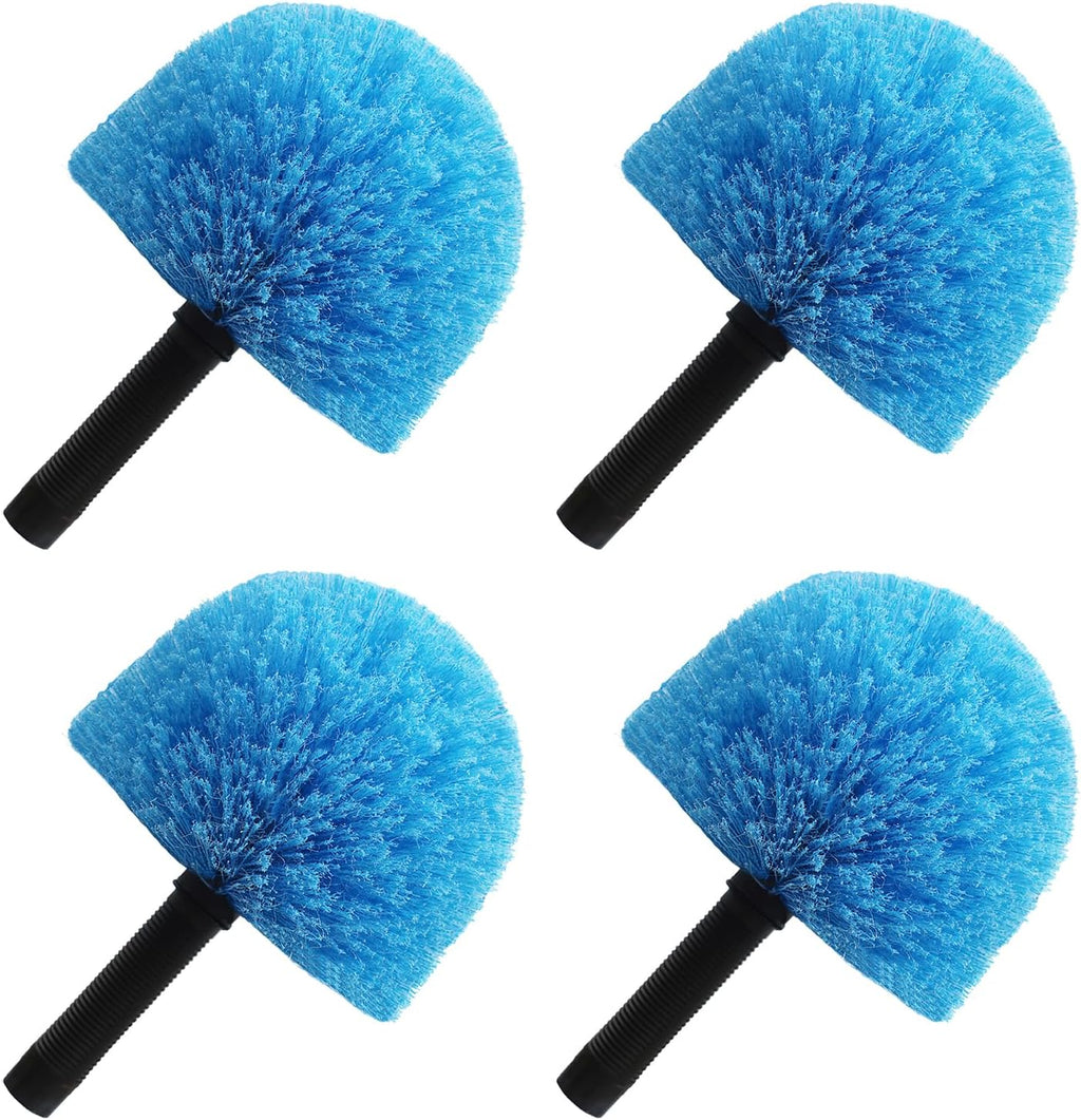 4 Pack Cobweb Duster Head Brush-Twist-On Spider Web Brush for Outdoor & Indoor Web Cleaning // Fits Standard Acme Threaded Poles // Cobweb Duster Brush Head Only-Blue