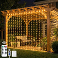 Brightown 600 LED Curtain Lights, 20 FT Plug in Fairy Lights for Bedroom, 8 Lighting Modes, Christmas String Lights for Window Wall Wedding Party Birthday Christmas Decorations, Warm White