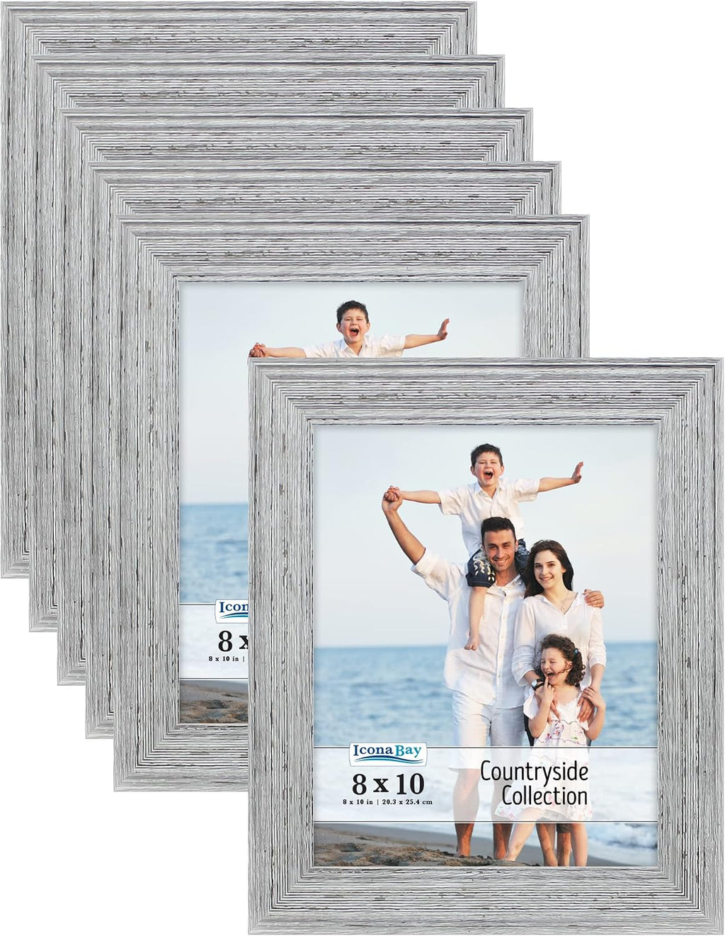 Icona Bay 8x10 Picture Frames (Speckled Gray, 6 Pack), French Country Style Picture Frame Set, Wall Mount or Table Top, Countryside Collection