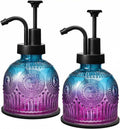SheeChung 8oz Halloween Glass Soap Dispenser with Black Pump, Purple,2 Pack