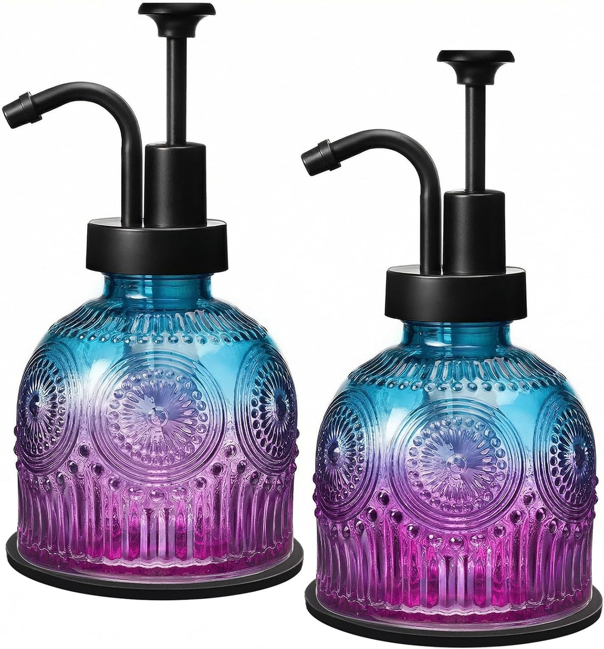 SheeChung 8oz Halloween Glass Soap Dispenser with Black Pump, Purple,2 Pack