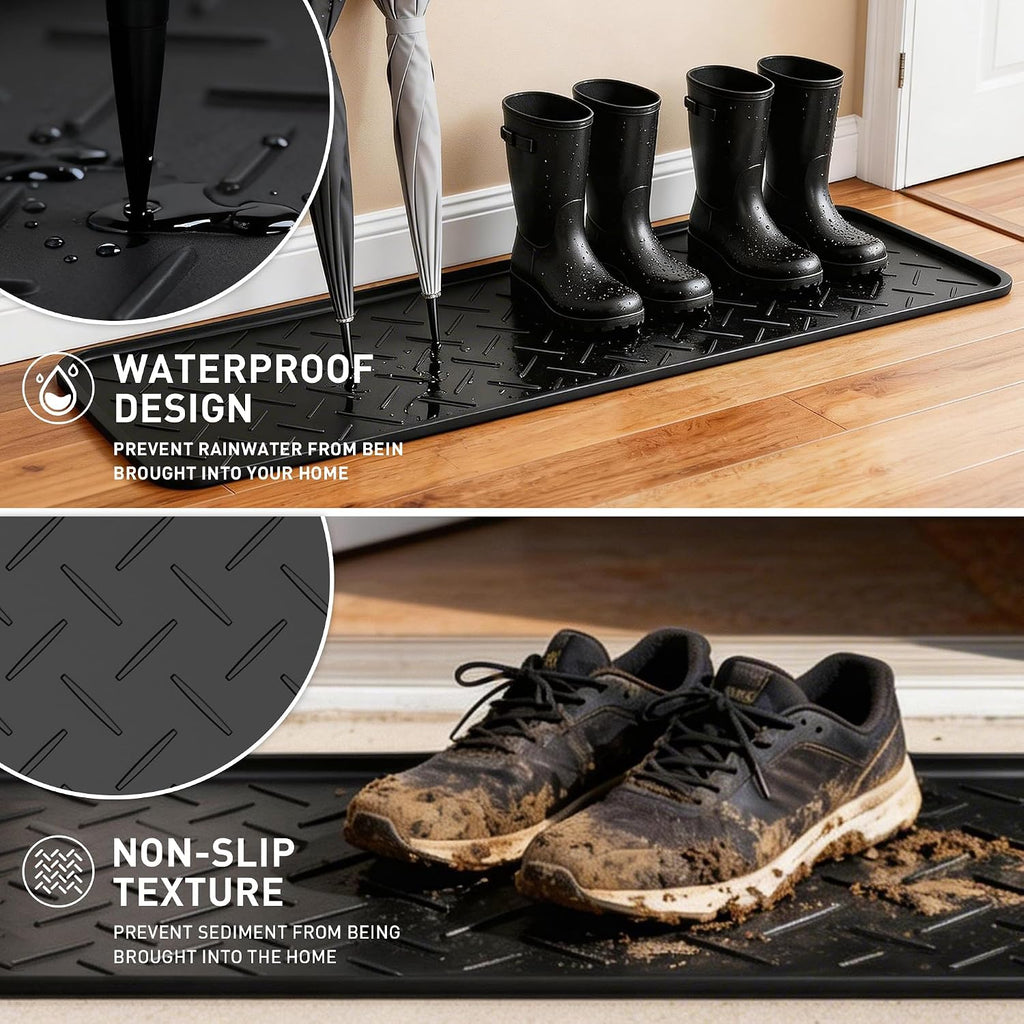 Extra Large Boot Trays Heavy Duty Rubber Mat with Lip,Waterproof Shoe Mat Tray for Entryway Shoe Tray Multi-Purpose for Indoor or Outdoor 47.24×15.75in