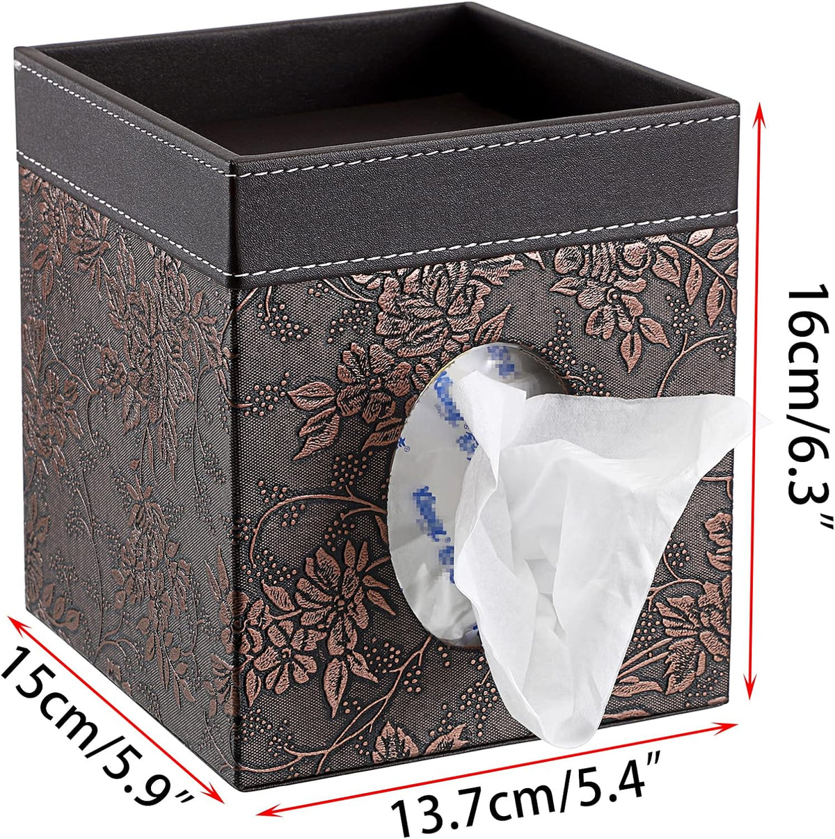 Sumnacon Leather Square Tissue Box Cover Cube Tissue Box Holder with Tray